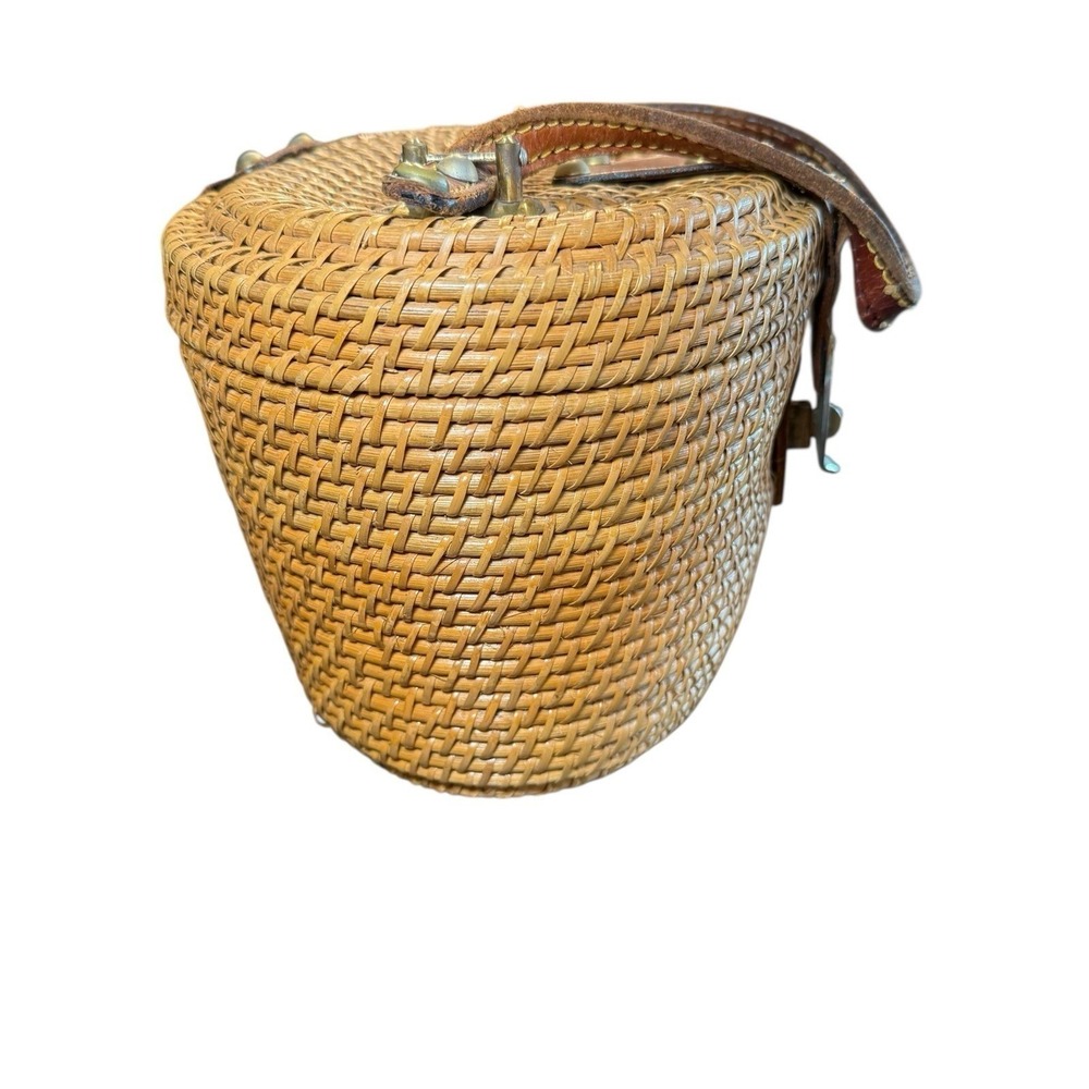 Vintage 1960's Etienne Aigner Wicker Rattan Basket Satchel Creel Purse Hand Bag - Picture 9 of 13